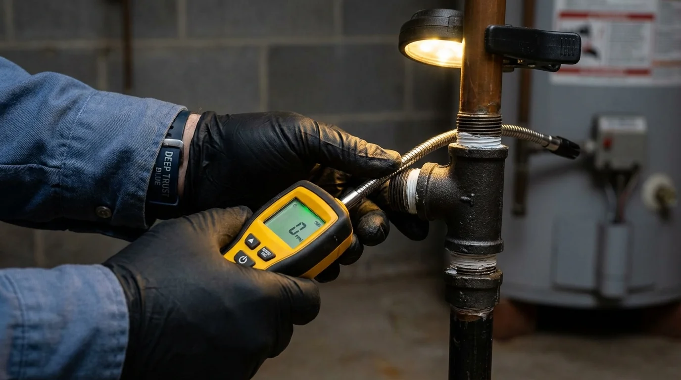 Gas leak detection with electronic sniffer by Johns Plumbing LLC in Paulding