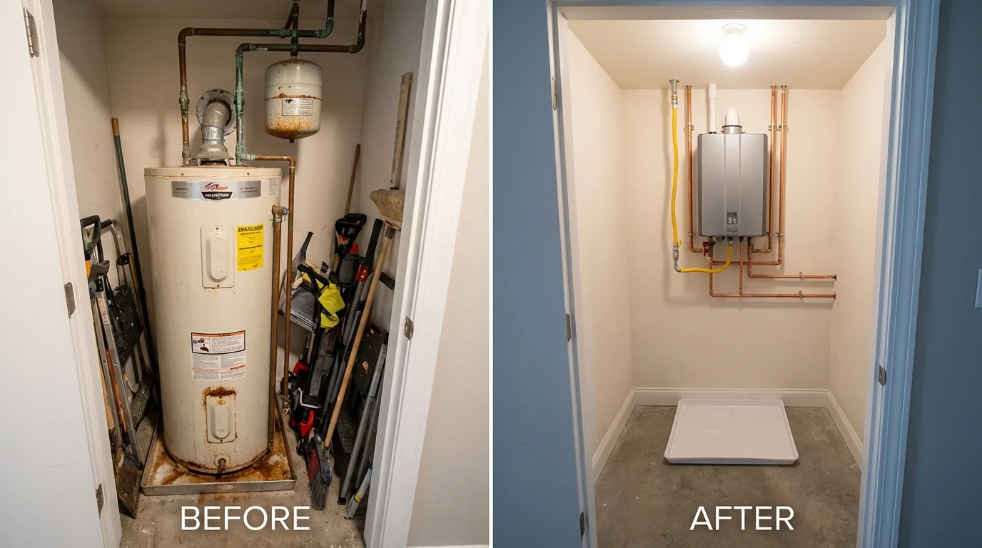 Tank water heater versus wall-mounted tankless unit comparison for Paulding, OH homeowners